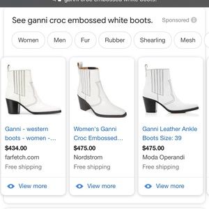 Ganni croc embossed white boots